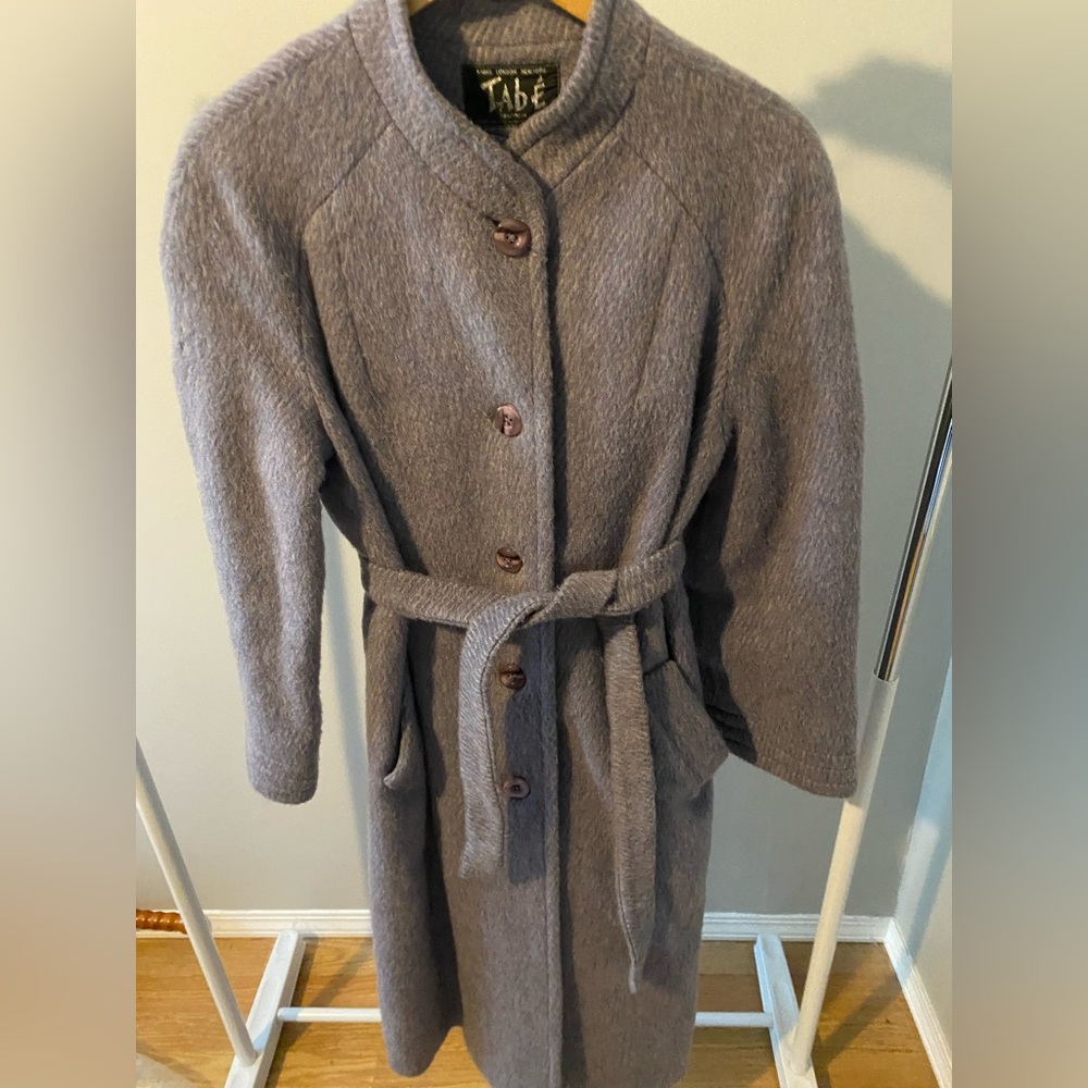 Vintage Purple 100% Wool Tabe Coat with Belt - One Flaw